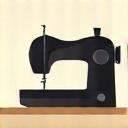 Stylized icon of a sewing machine.